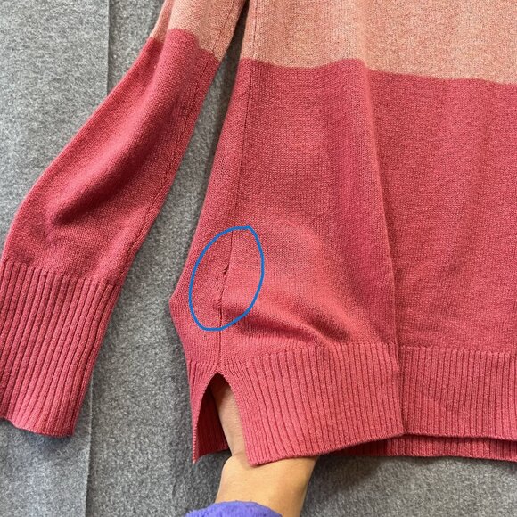 Nanette Lepore 100% Cashmere w FLAW Colorblock Crewneck Sweater XS Lightweight - Picture 7 of 8